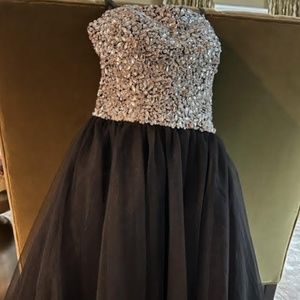 Brand New Jovani Bead Studded Strapless Top Fit and Flare Cocktail Dress Size 0